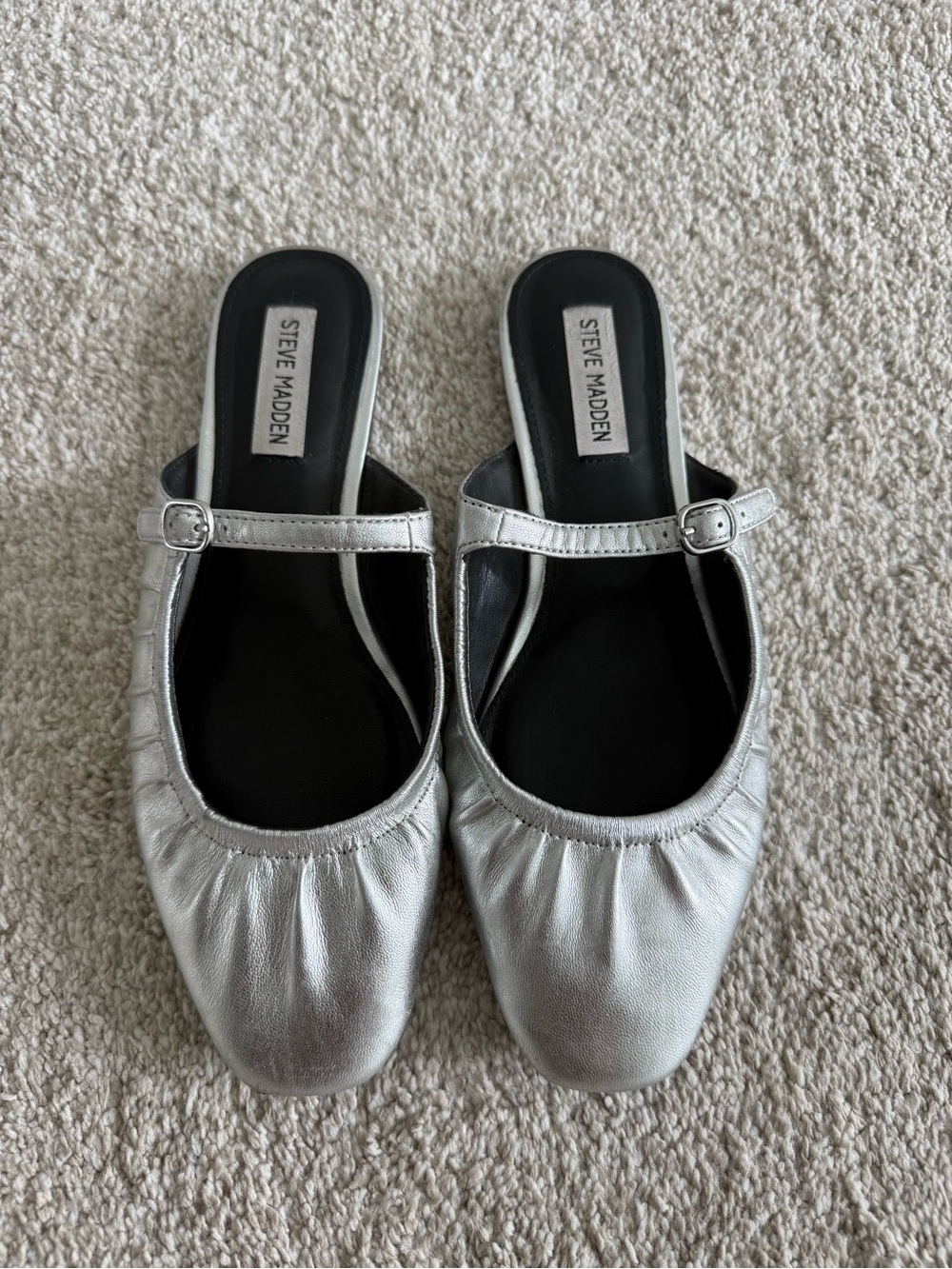 Steve Madden Silver Mary Jane Mules